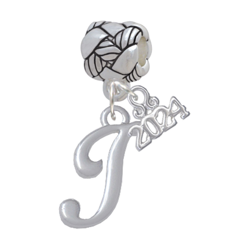 Delight Jewelry Silvertone Small Gelato Script Initial - Woven Rope Charm Bead Dangle with Year 2024 Image 9