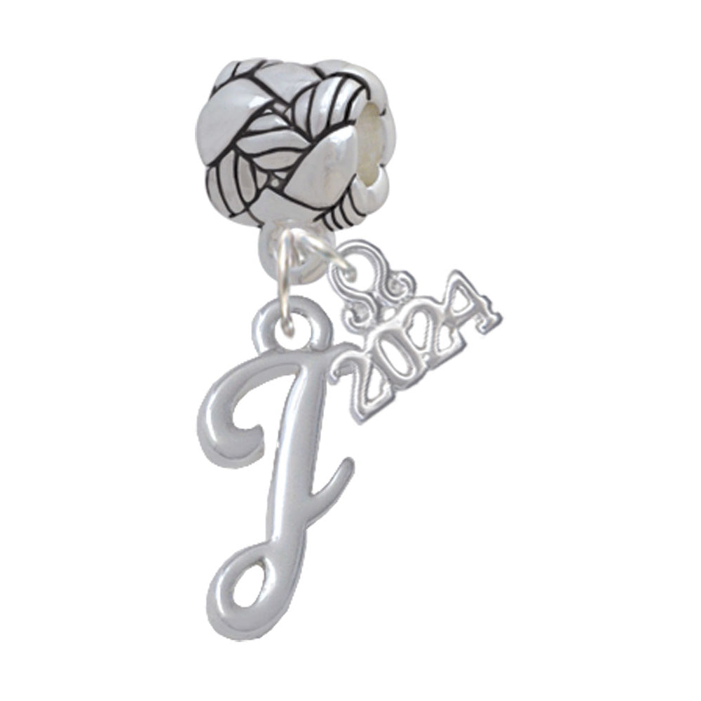 Delight Jewelry Silvertone Small Gelato Script Initial - Woven Rope Charm Bead Dangle with Year 2024 Image 10