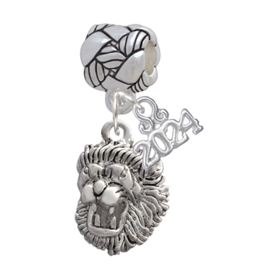 Delight Jewelry Silvertone Small Lion - Mascot Woven Rope Charm Bead Dangle with Year 2024 Image 1