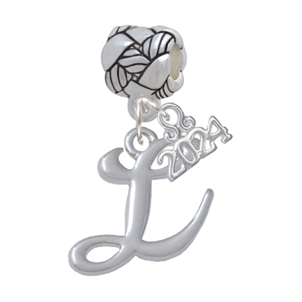 Delight Jewelry Silvertone Small Gelato Script Initial - Woven Rope Charm Bead Dangle with Year 2024 Image 12