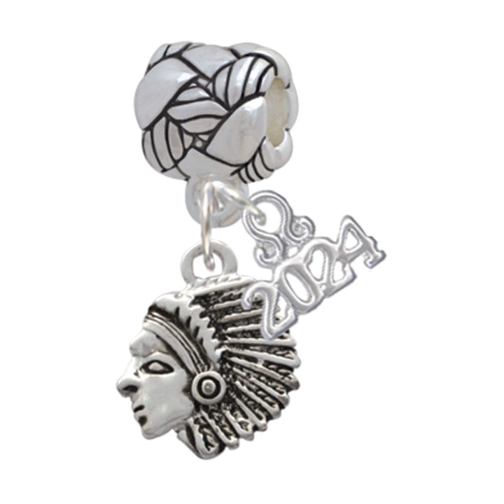 Delight Jewelry Silvertone Small Indian - Mascot Woven Rope Charm Bead Dangle with Year 2024 Image 1