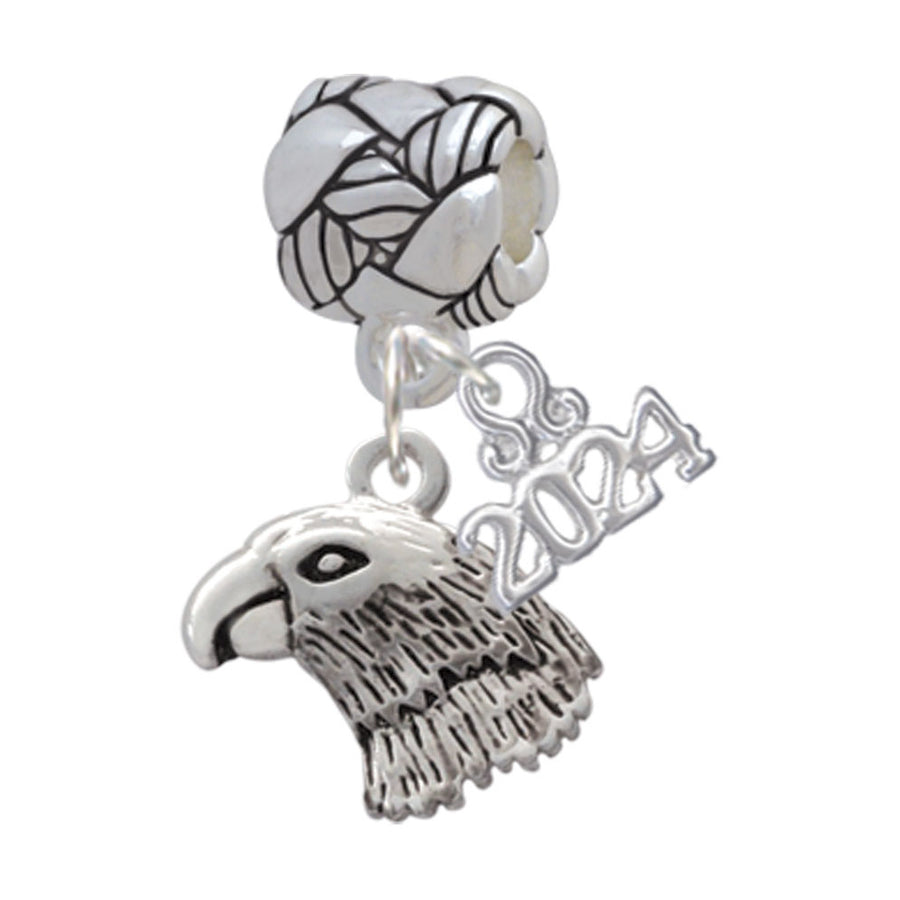 Delight Jewelry Silvertone Small Falcon - Mascot Woven Rope Charm Bead Dangle with Year 2024 Image 1