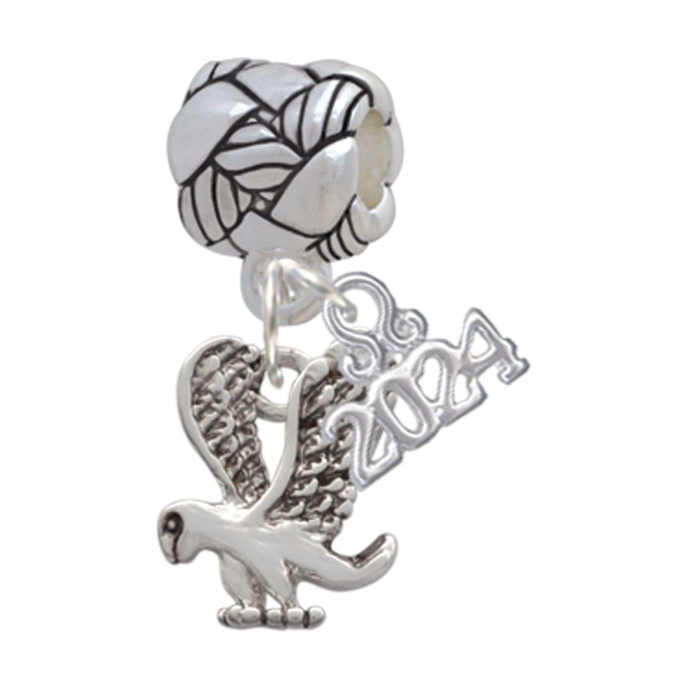 Delight Jewelry Silvertone Small Eagle - Mascot Woven Rope Charm Bead Dangle with Year 2024 Image 1