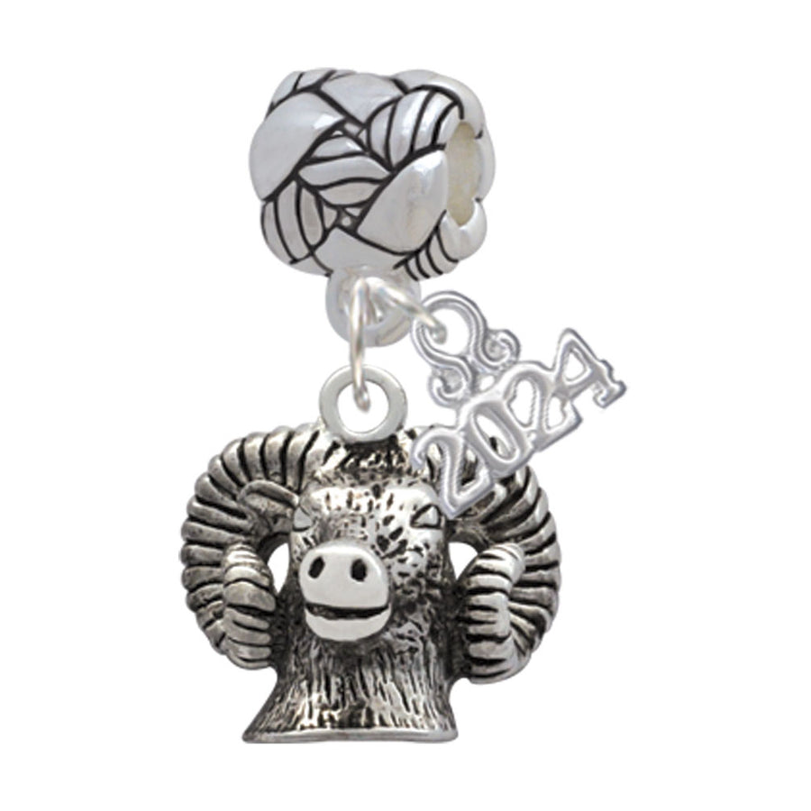 Delight Jewelry Silvertone Ram Head Woven Rope Charm Bead Dangle with Year 2024 Image 1