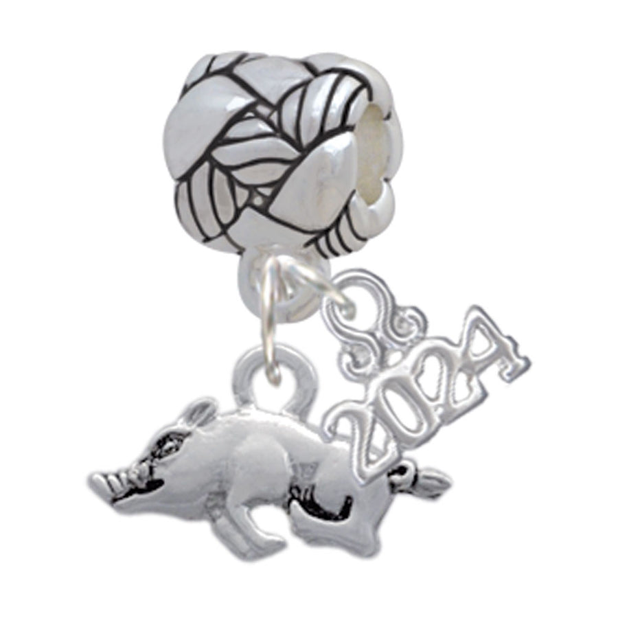Delight Jewelry Antiqued Razorback Woven Rope Charm Bead Dangle with Year 2024 Image 1