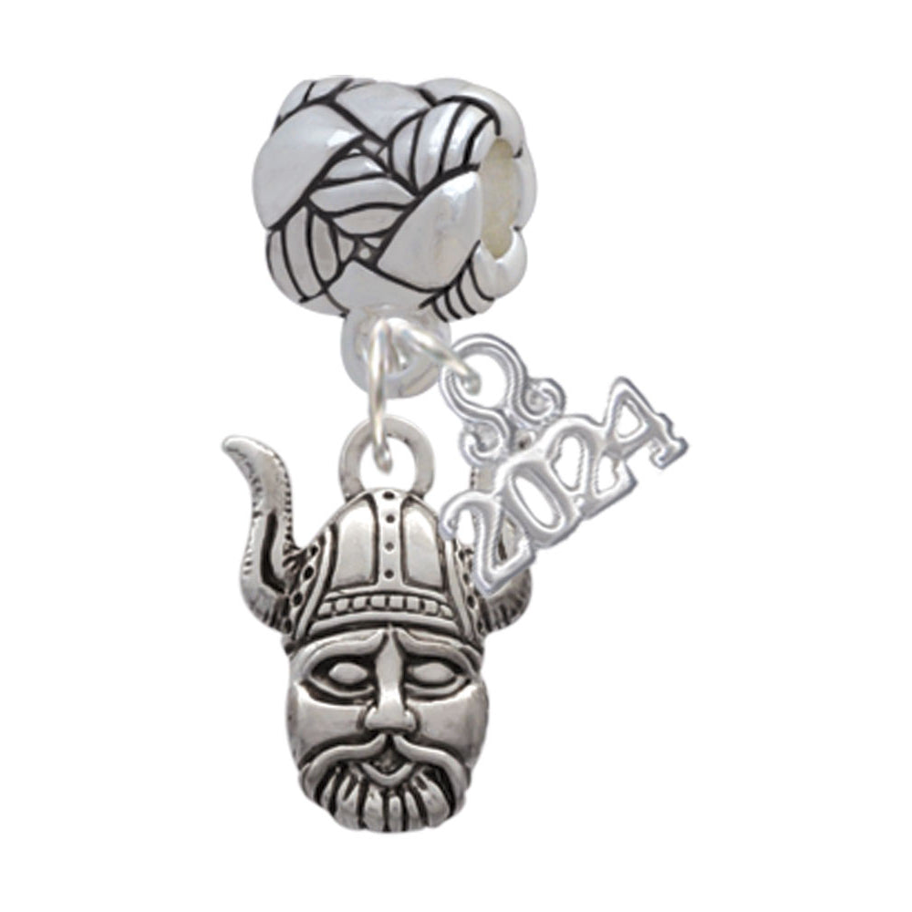 Delight Jewelry Silvertone Small Viking - Mascot Woven Rope Charm Bead Dangle with Year 2024 Image 1