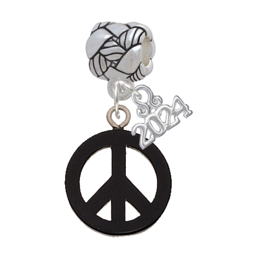Delight Jewelry Acrylic Small Peace Sign Woven Rope Charm Bead Dangle with Year 2024 Image 1