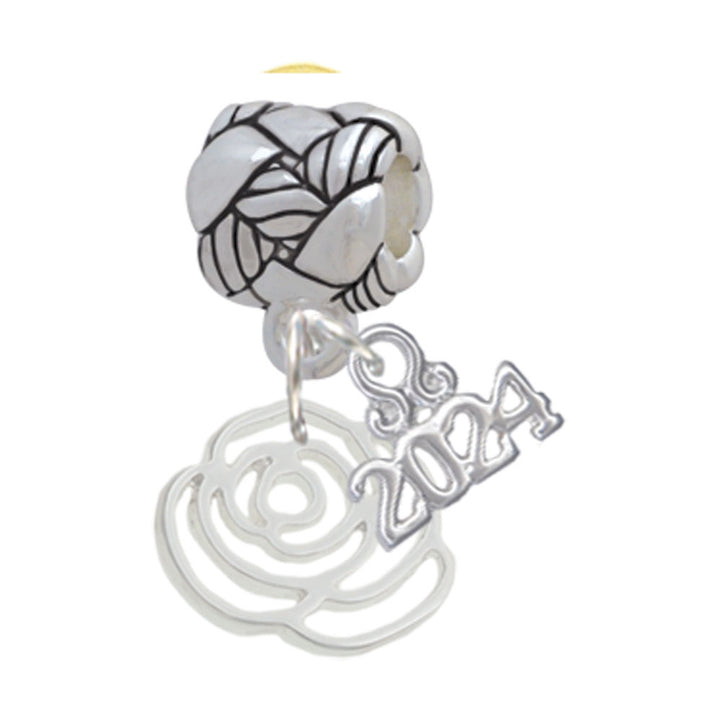 Delight Jewelry Plated Small Rose Outline Woven Rope Charm Bead Dangle with Year 2024 Image 1