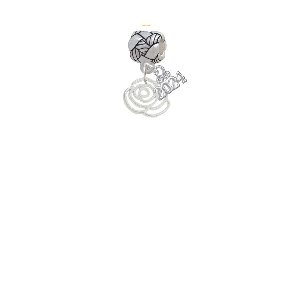 Delight Jewelry Plated Small Rose Outline Woven Rope Charm Bead Dangle with Year 2024 Image 2