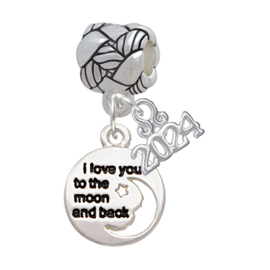 Delight Jewelry Plated Small I Love You to the Moon Woven Rope Charm Bead Dangle with Year 2024 Image 1