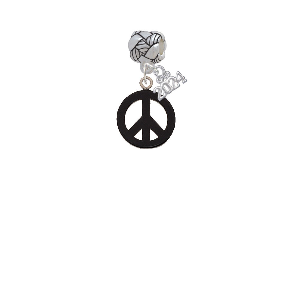 Delight Jewelry Acrylic Small Peace Sign Woven Rope Charm Bead Dangle with Year 2024 Image 2