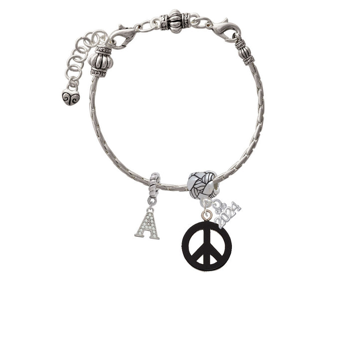 Delight Jewelry Acrylic Small Peace Sign Woven Rope Charm Bead Dangle with Year 2024 Image 3