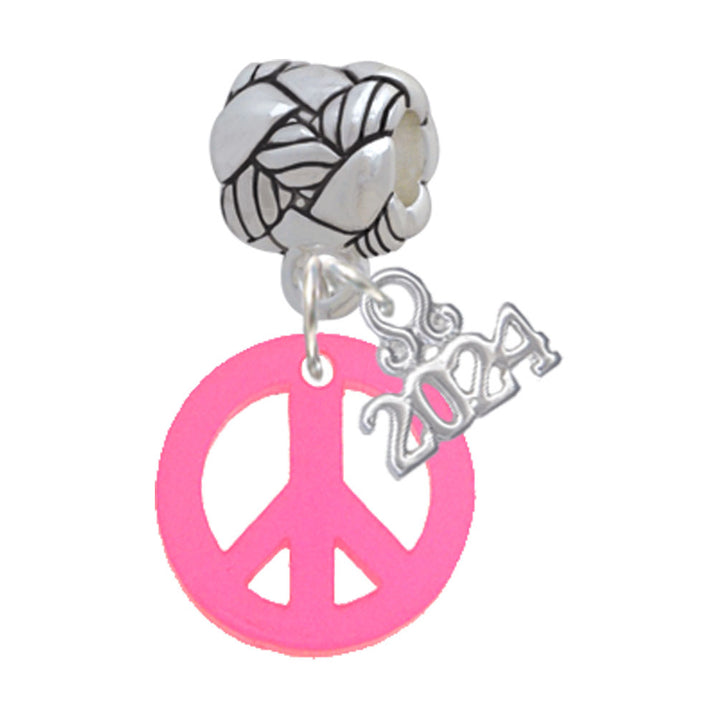 Delight Jewelry Acrylic Small Peace Sign Woven Rope Charm Bead Dangle with Year 2024 Image 4
