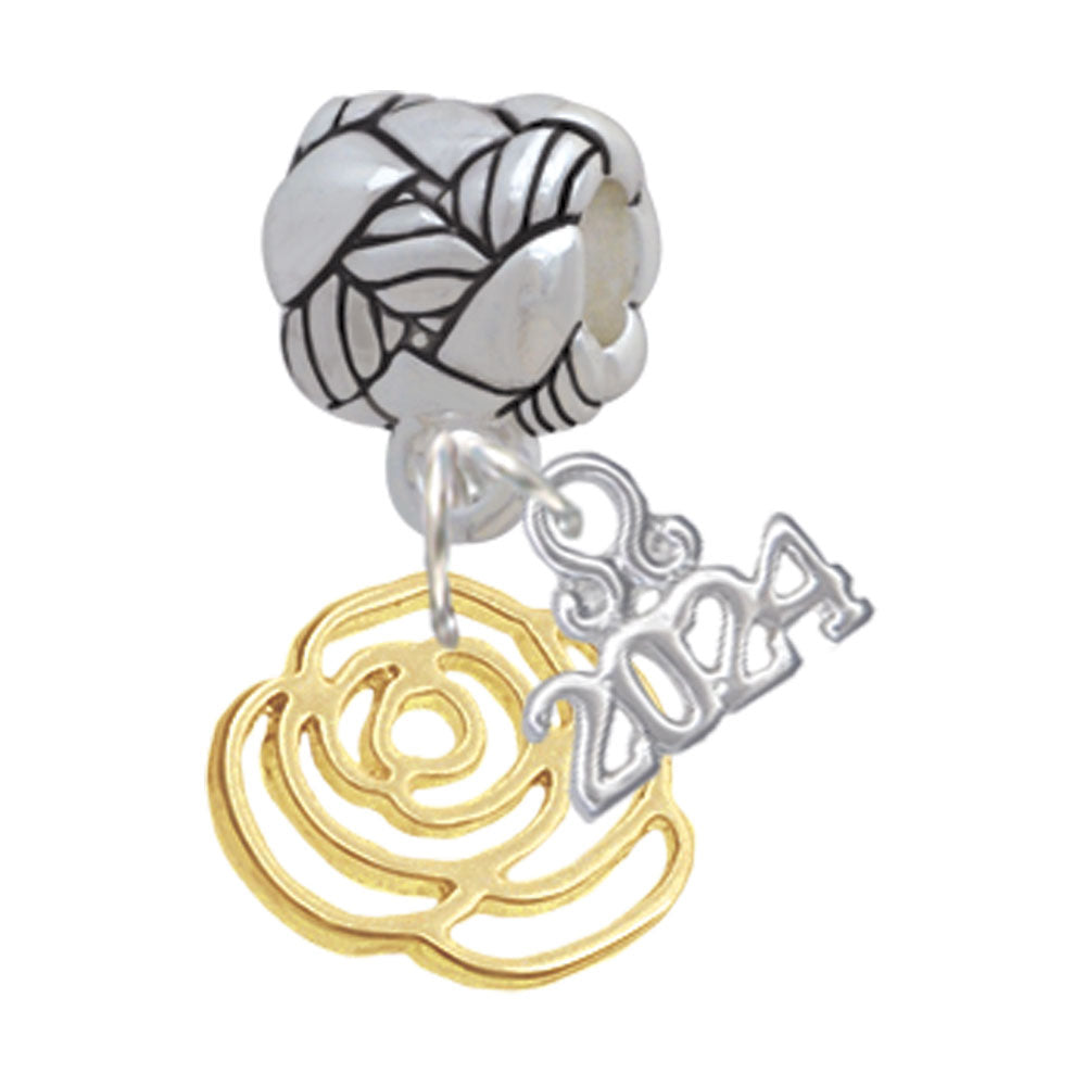 Delight Jewelry Plated Small Rose Outline Woven Rope Charm Bead Dangle with Year 2024 Image 4