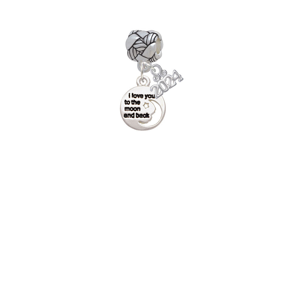 Delight Jewelry Plated Small I Love You to the Moon Woven Rope Charm Bead Dangle with Year 2024 Image 2