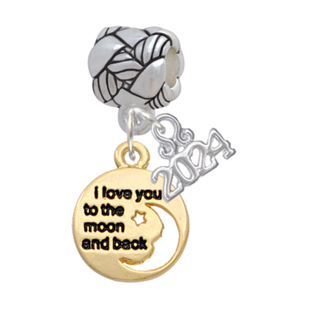 Delight Jewelry Plated Small I Love You to the Moon Woven Rope Charm Bead Dangle with Year 2024 Image 4