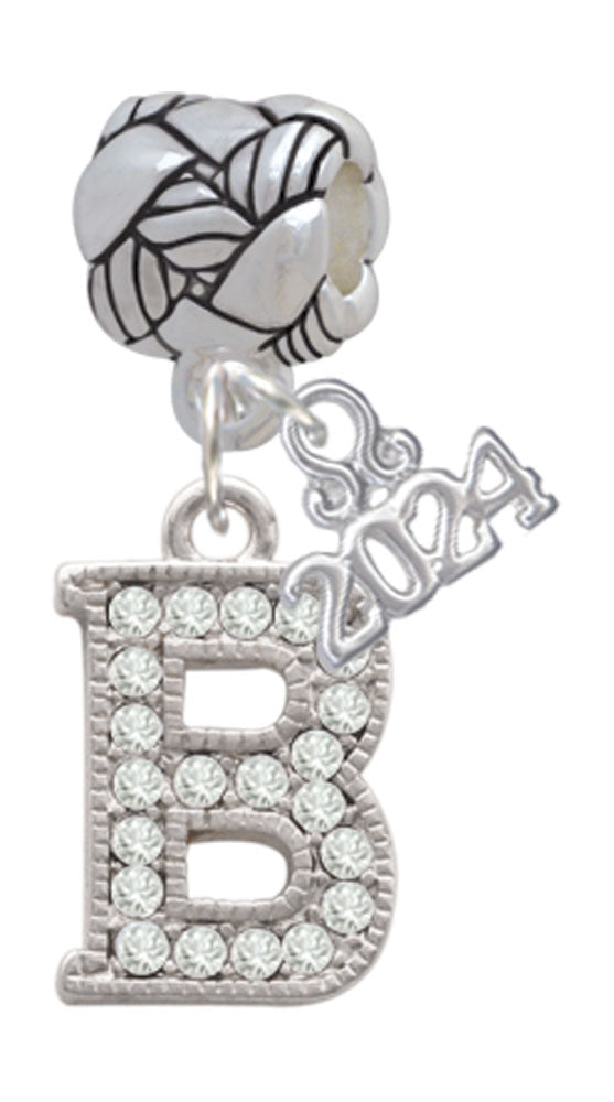 Delight Jewelry Silvertone Crystal Initial - Woven Rope Charm Bead Dangle with Year 2024 Image 2
