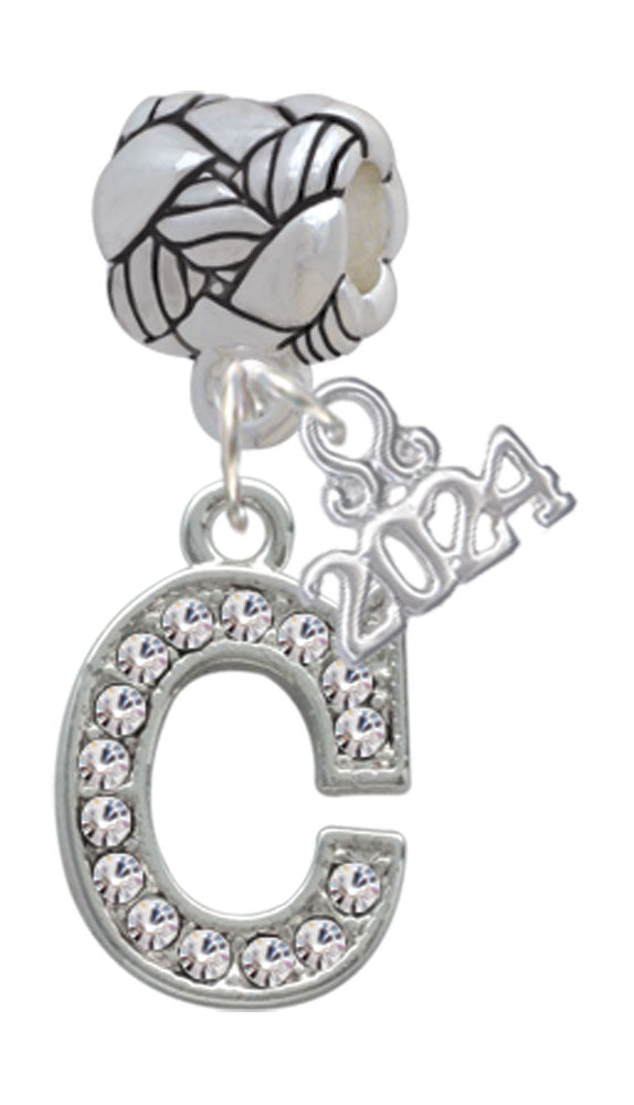 Delight Jewelry Silvertone Crystal Initial - Woven Rope Charm Bead Dangle with Year 2024 Image 3