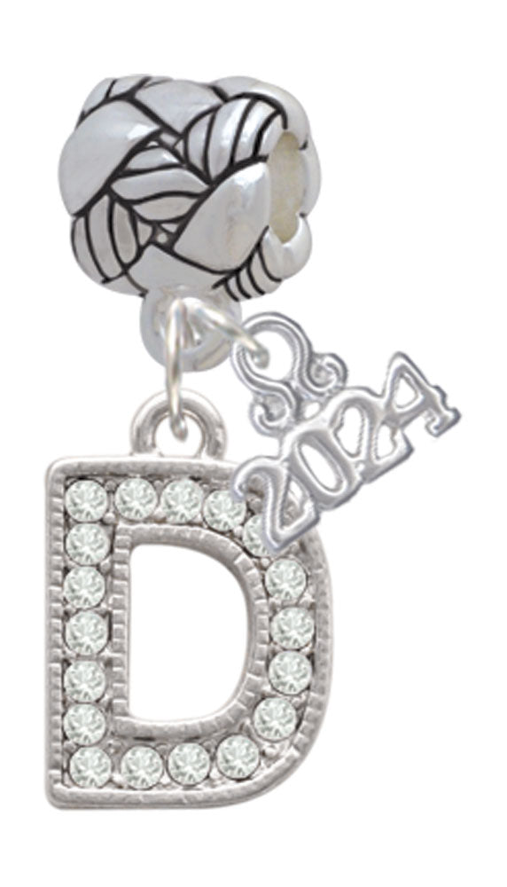 Delight Jewelry Silvertone Crystal Initial - Woven Rope Charm Bead Dangle with Year 2024 Image 4