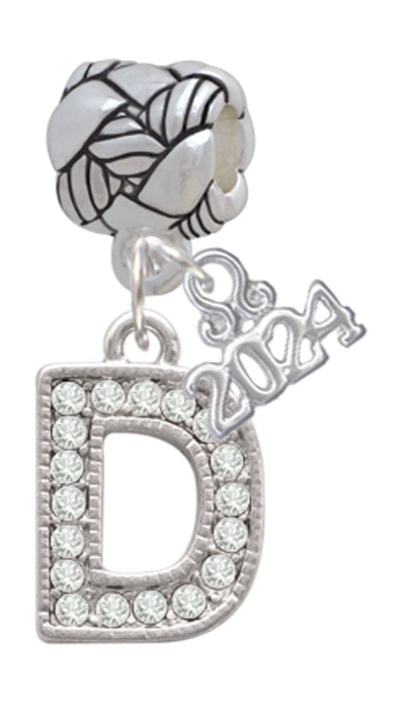 Delight Jewelry Silvertone Crystal Initial - Woven Rope Charm Bead Dangle with Year 2024 Image 1