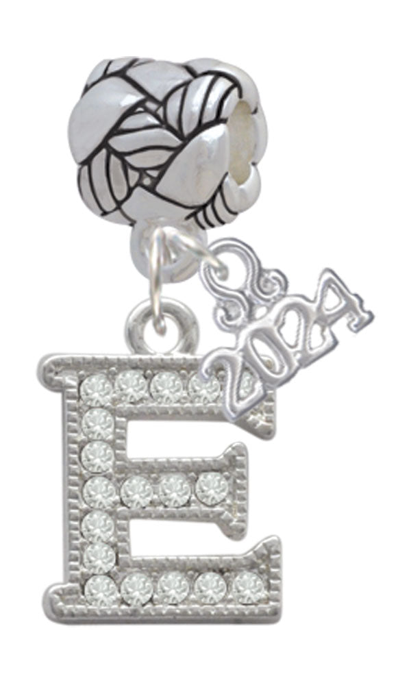 Delight Jewelry Silvertone Crystal Initial - Woven Rope Charm Bead Dangle with Year 2024 Image 4