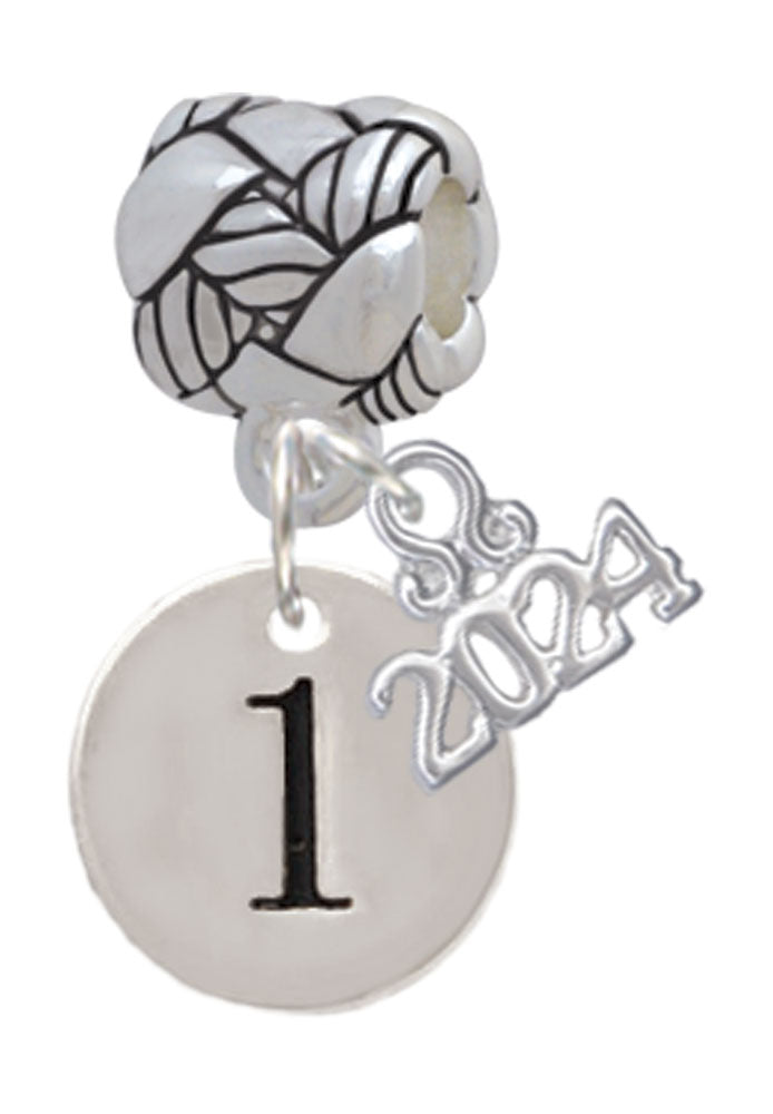 Delight Jewelry Silvertone Disc Number - Woven Rope Charm Bead Dangle with Year 2024 Image 2