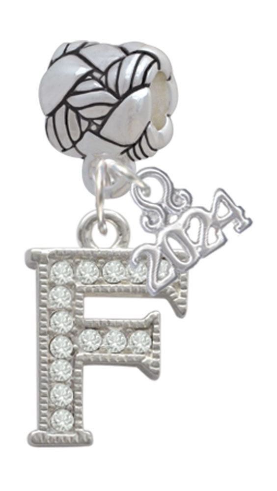 Delight Jewelry Silvertone Crystal Initial - Woven Rope Charm Bead Dangle with Year 2024 Image 6