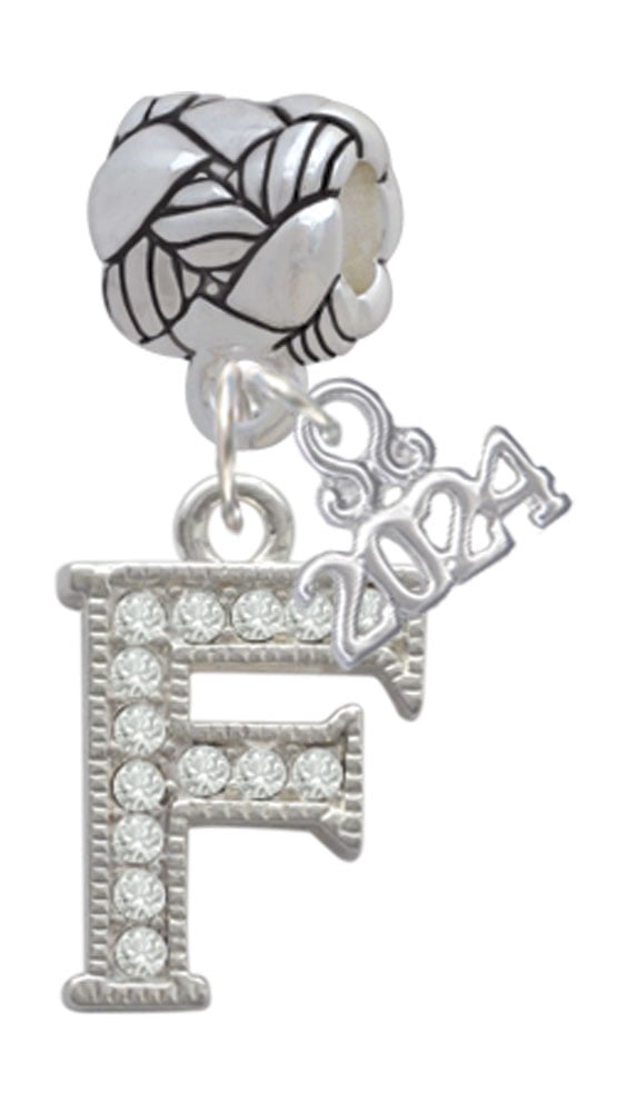 Delight Jewelry Silvertone Crystal Initial - Woven Rope Charm Bead Dangle with Year 2024 Image 1