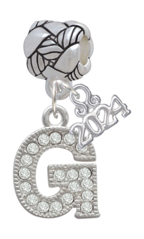 Delight Jewelry Silvertone Crystal Initial - Woven Rope Charm Bead Dangle with Year 2024 Image 7