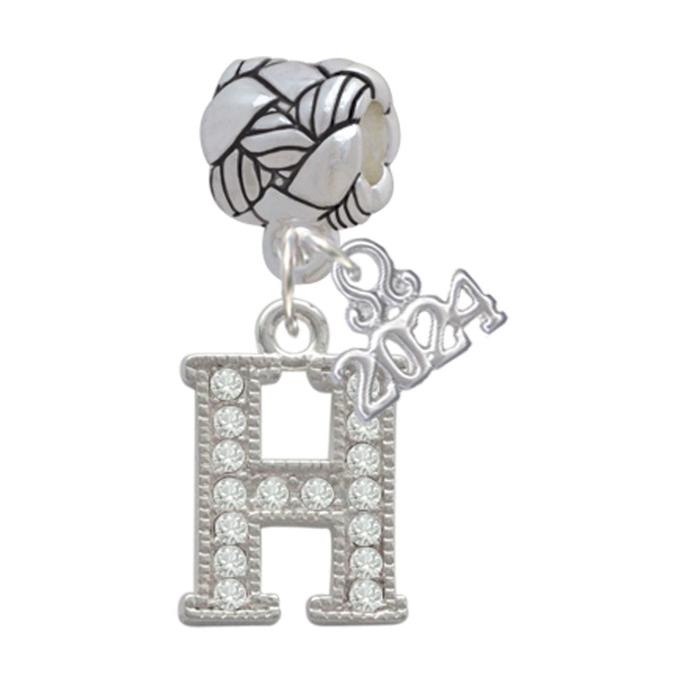 Delight Jewelry Silvertone Crystal Initial - Woven Rope Charm Bead Dangle with Year 2024 Image 8