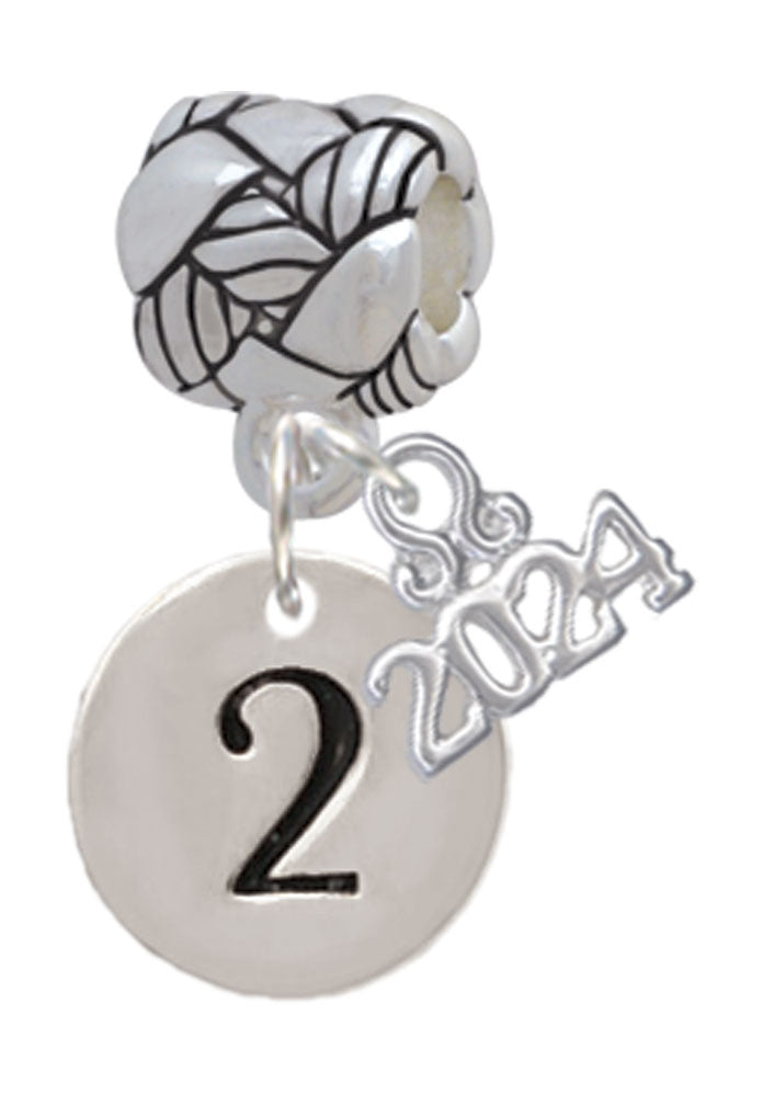Delight Jewelry Silvertone Disc Number - Woven Rope Charm Bead Dangle with Year 2024 Image 3