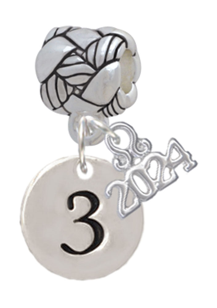 Delight Jewelry Silvertone Disc Number - Woven Rope Charm Bead Dangle with Year 2024 Image 4
