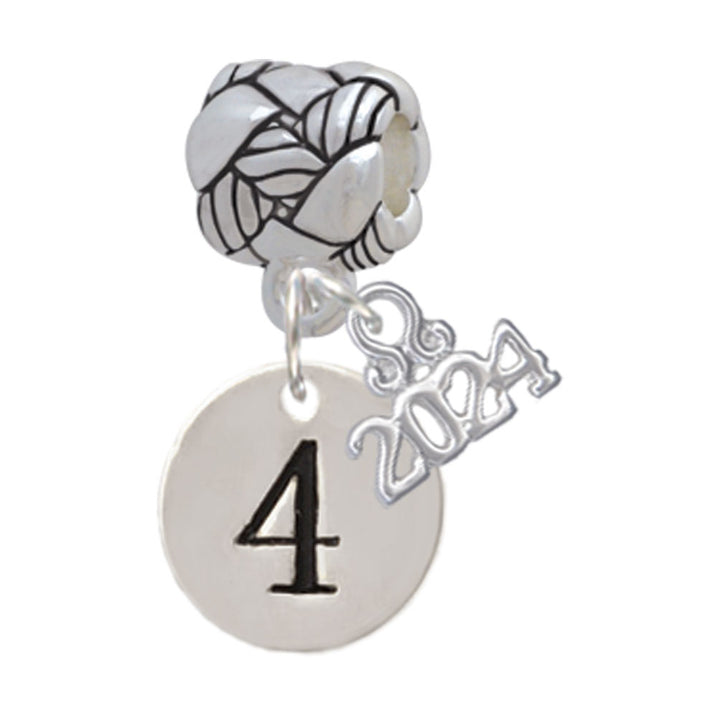 Delight Jewelry Silvertone Disc Number - Woven Rope Charm Bead Dangle with Year 2024 Image 4