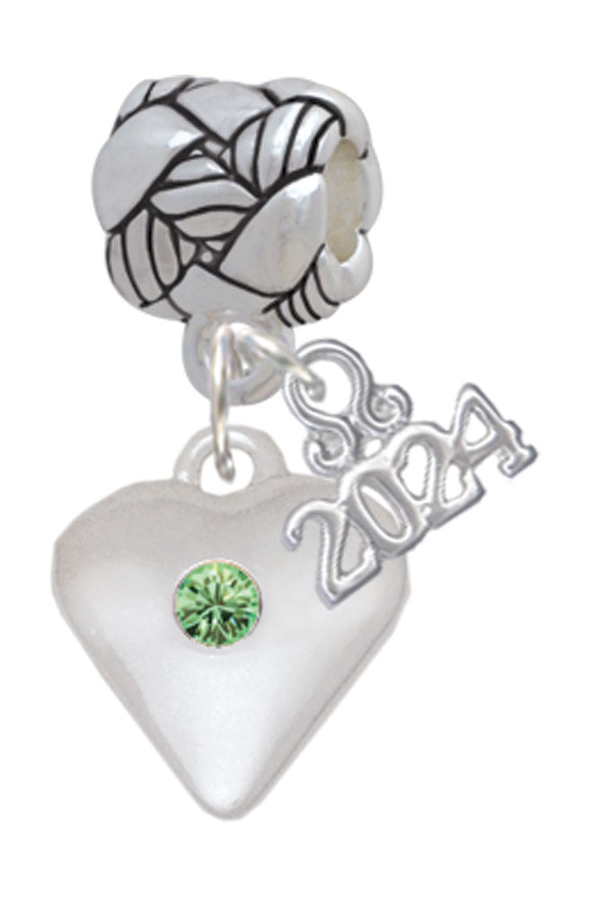 Delight Jewelry Silvertone Large Birthday Month Crystal Heart Woven Rope Charm Bead Dangle with Year 2024 Image 8