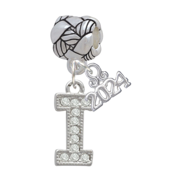 Delight Jewelry Silvertone Crystal Initial - Woven Rope Charm Bead Dangle with Year 2024 Image 9