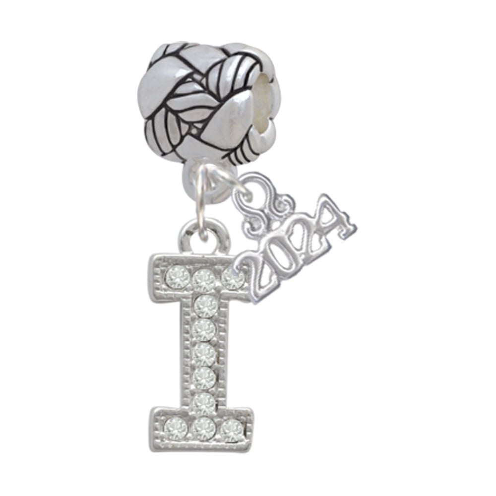 Delight Jewelry Silvertone Crystal Initial - Woven Rope Charm Bead Dangle with Year 2024 Image 1
