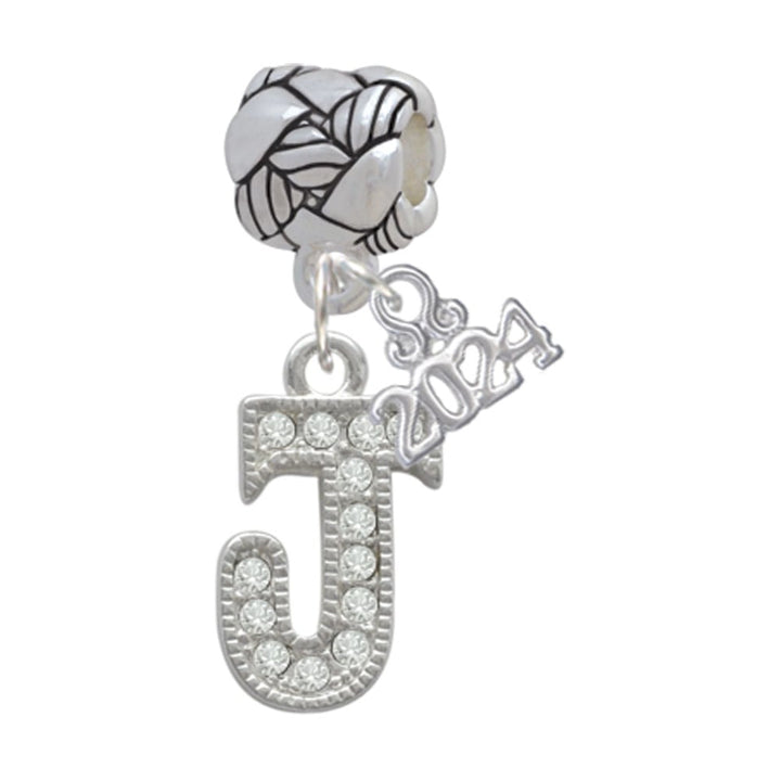 Delight Jewelry Silvertone Crystal Initial - Woven Rope Charm Bead Dangle with Year 2024 Image 1