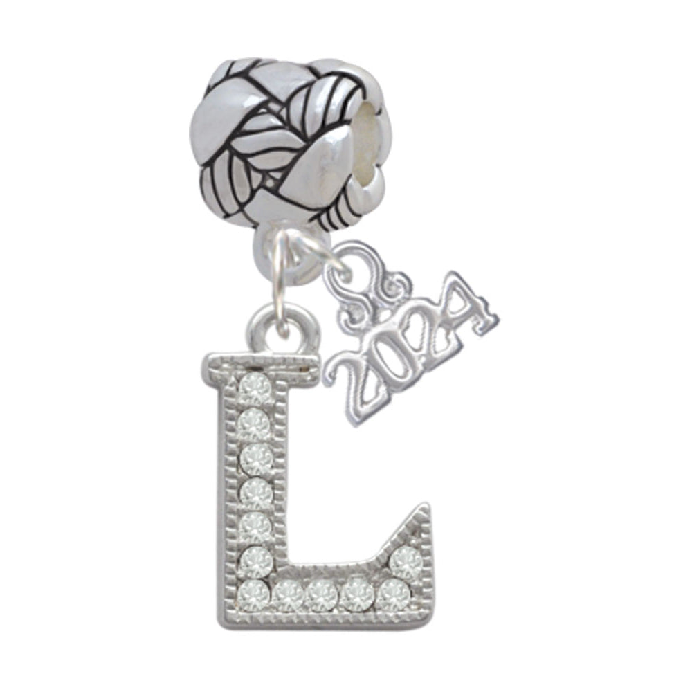 Delight Jewelry Silvertone Crystal Initial - Woven Rope Charm Bead Dangle with Year 2024 Image 11