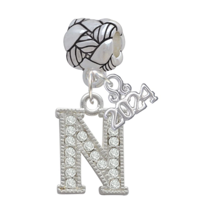 Delight Jewelry Silvertone Crystal Initial - Woven Rope Charm Bead Dangle with Year 2024 Image 1