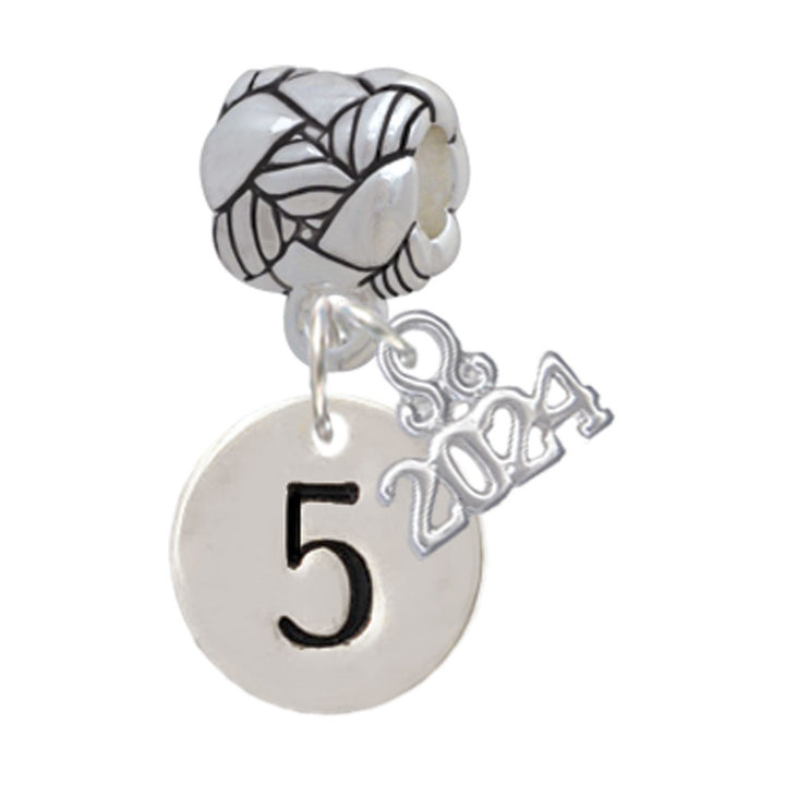 Delight Jewelry Silvertone Disc Number - Woven Rope Charm Bead Dangle with Year 2024 Image 6