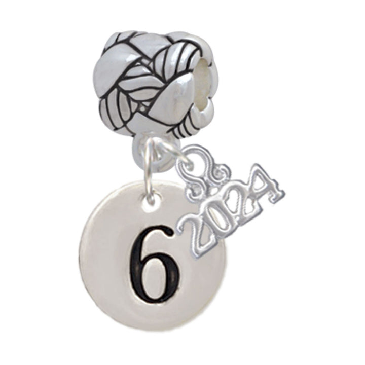 Delight Jewelry Silvertone Disc Number - Woven Rope Charm Bead Dangle with Year 2024 Image 7