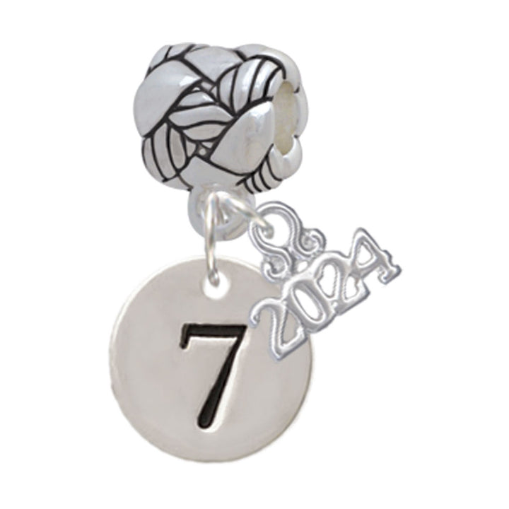 Delight Jewelry Silvertone Disc Number - Woven Rope Charm Bead Dangle with Year 2024 Image 8