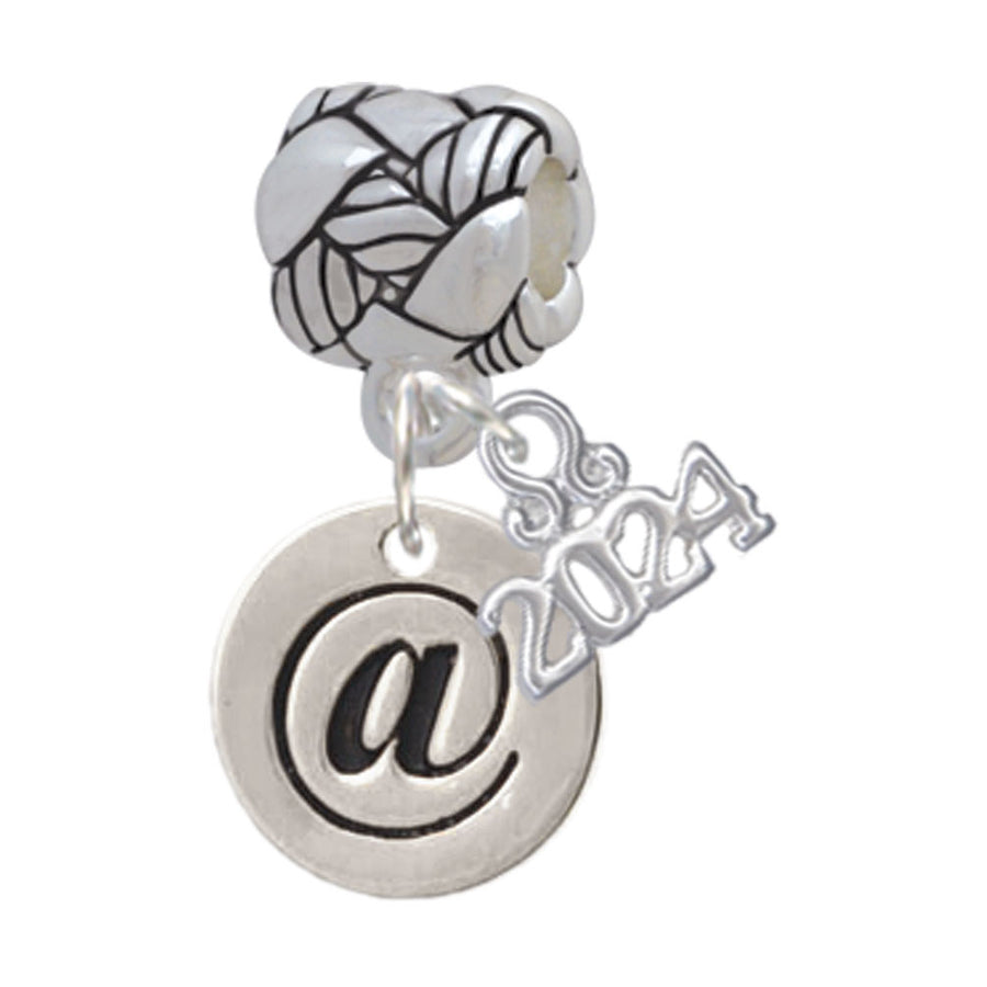 Delight Jewelry Silvertone Disc - Symbol - Woven Rope Charm Bead Dangle with Year 2024 Image 1