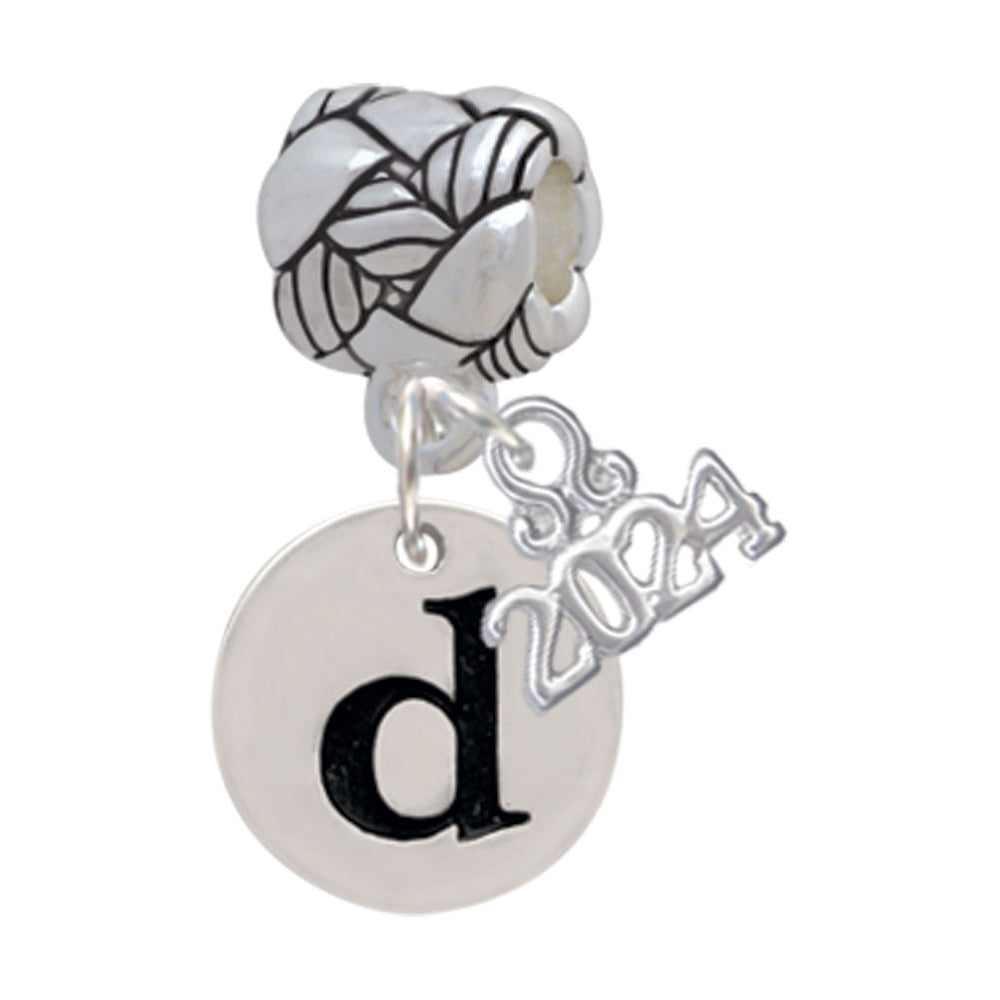 Delight Jewelry Silvertone Disc Initial - Woven Rope Charm Bead Dangle with Year 2024 Image 2