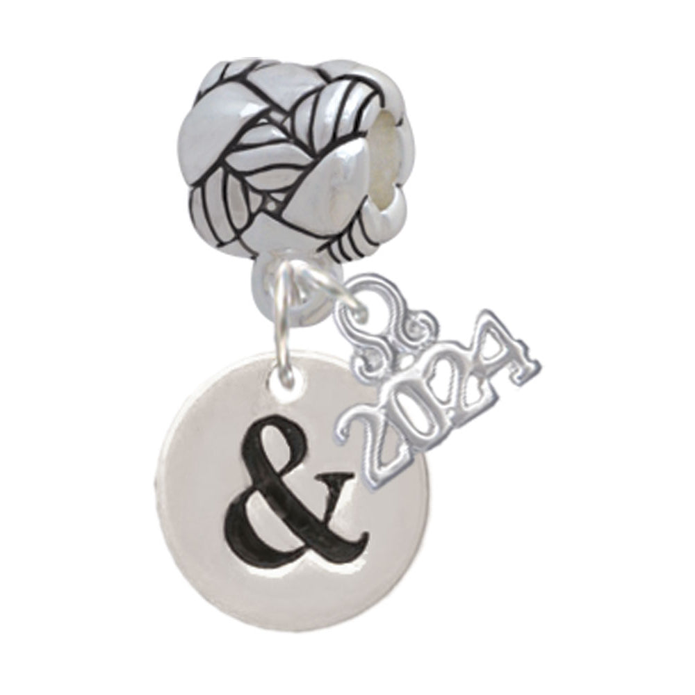 Delight Jewelry Silvertone Disc - Symbol - Woven Rope Charm Bead Dangle with Year 2024 Image 4