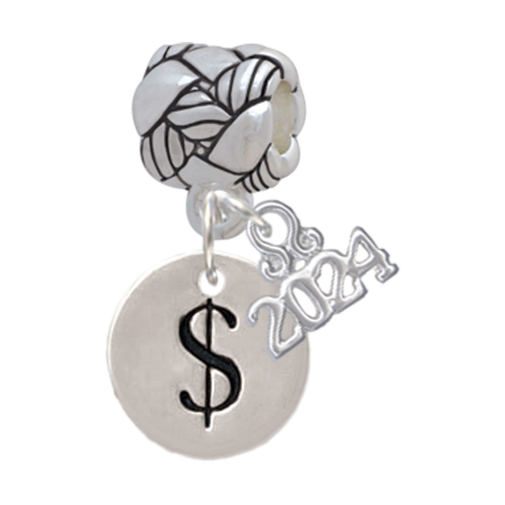 Delight Jewelry Silvertone Disc - Symbol - Woven Rope Charm Bead Dangle with Year 2024 Image 6