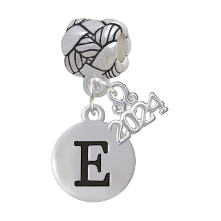 Delight Jewelry Silvertone Capital Letter - Pebble Disc - Woven Rope Charm Bead Dangle with Year 2024 Image 4