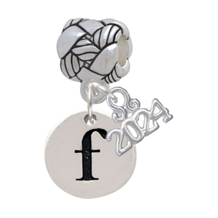 Delight Jewelry Silvertone Disc Initial - Woven Rope Charm Bead Dangle with Year 2024 Image 4