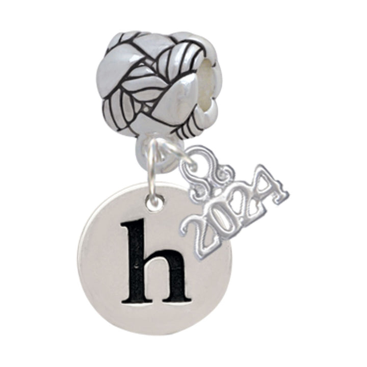 Delight Jewelry Silvertone Disc Initial - Woven Rope Charm Bead Dangle with Year 2024 Image 6