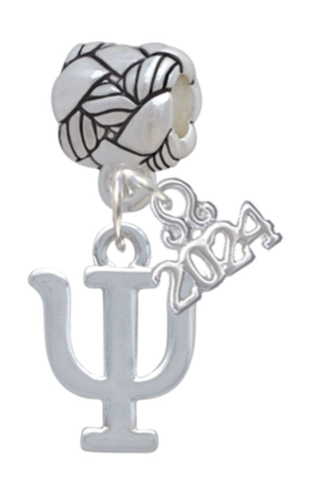 Delight Jewelry Silvertone Large Greek Letter - Woven Rope Charm Bead Dangle with Year 2024 Image 2